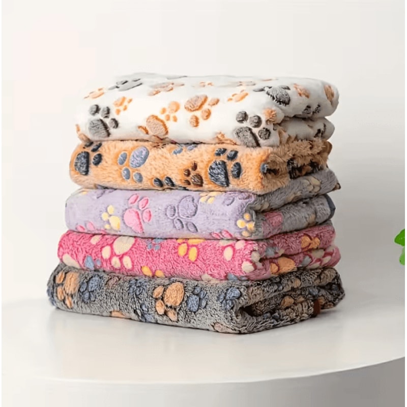 CozyPaw Flannel Pet Blanket Soft Paw Print Puppy Cat Blanket For Warmth Comfort 13