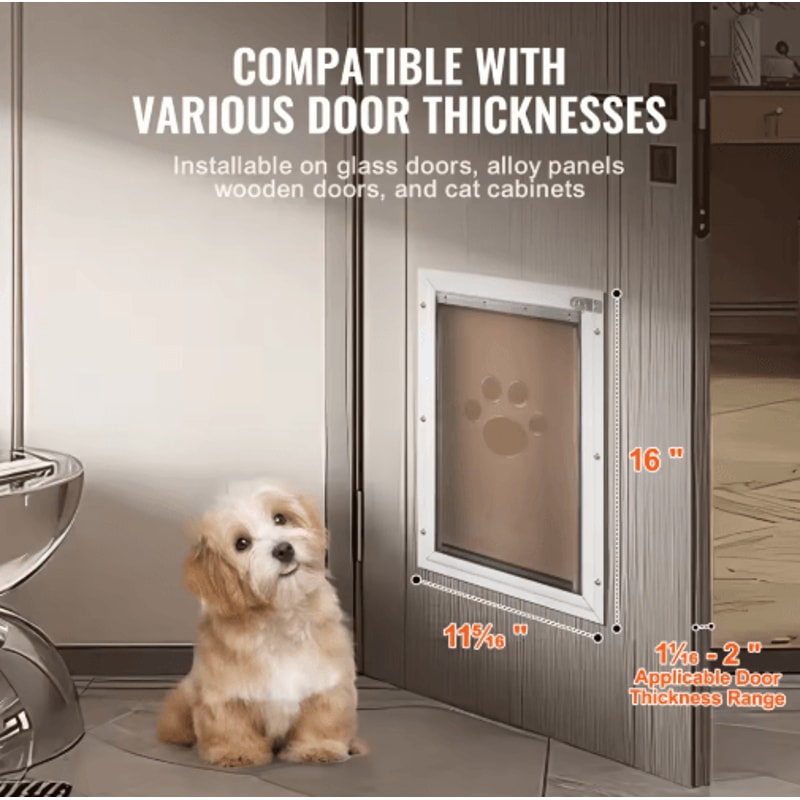 SucceBuy Weatherproof Pet Door Aluminum Frame Doggy Door With Secure Lock Flap System 7
