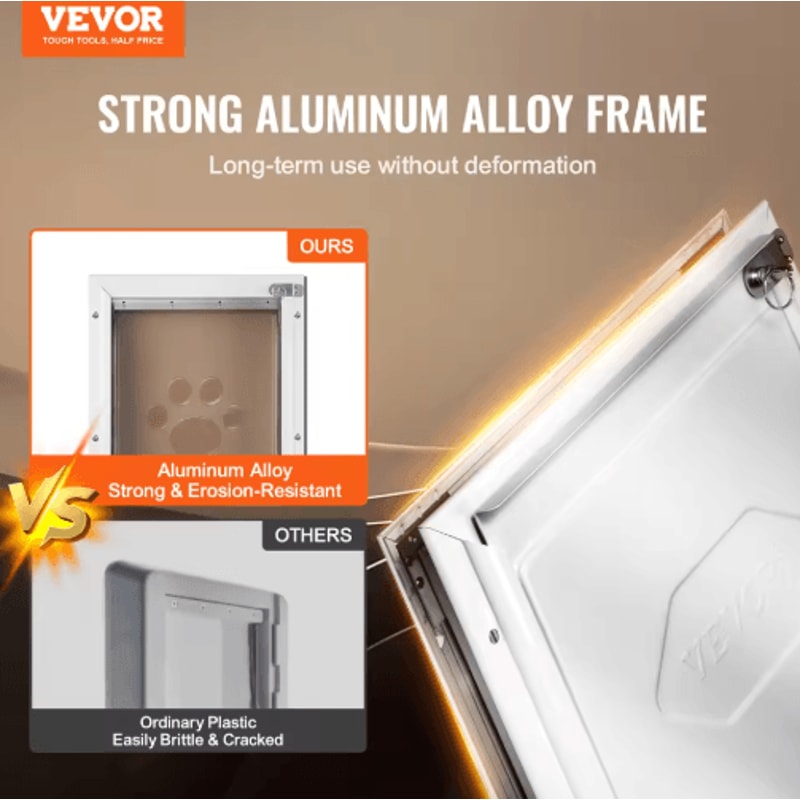 SucceBuy Weatherproof Pet Door Aluminum Frame Doggy Door With Secure Lock Flap System 9