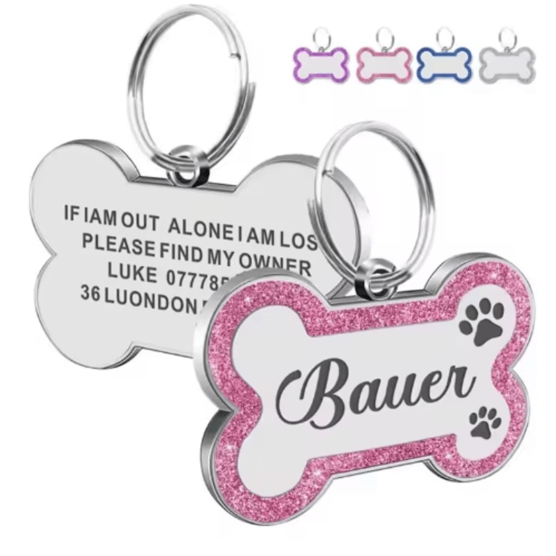 SparkTag Custom Glitter Pet ID Tag DoubleSided Personalized Dog Cat Name Pendant 4