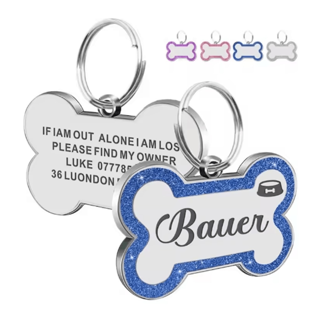 SparkTag Custom Glitter Pet ID Tag DoubleSided Personalized Dog Cat Name Pendant 5