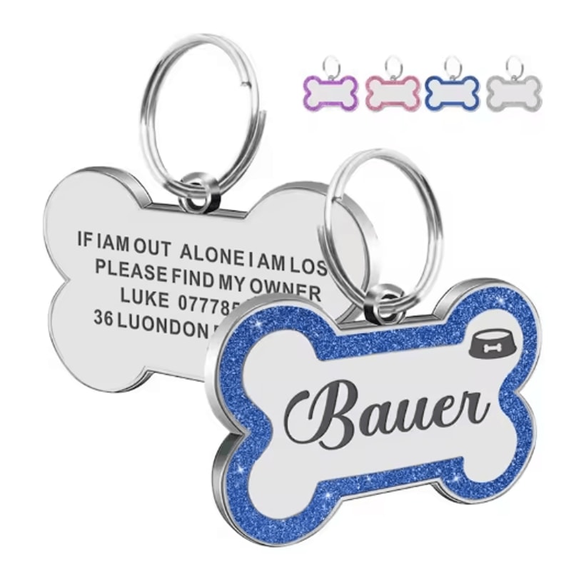 SparkTag Custom Glitter Pet ID Tag DoubleSided Personalized Dog Cat Name Pendant 5
