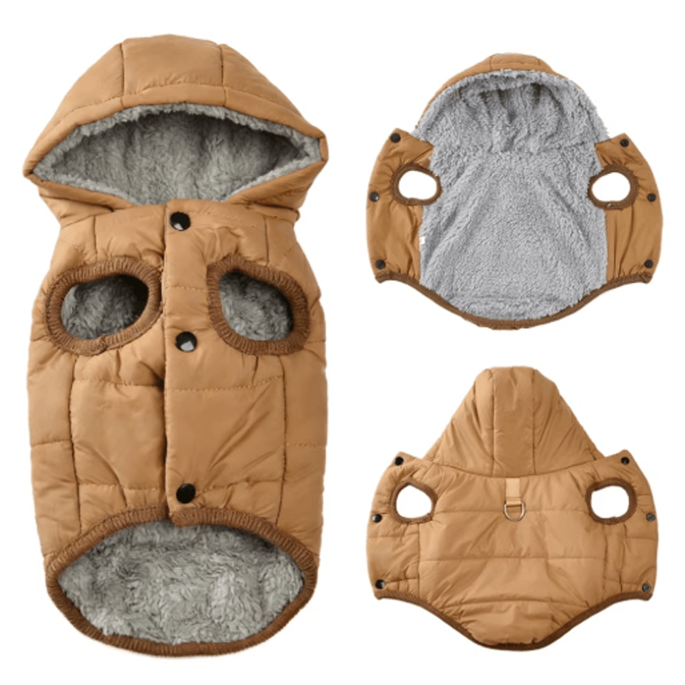 SnugglePaw Winter Dog Hoodie Warm Fleece Dog Coat With DRing For Small Medium Dogs 0