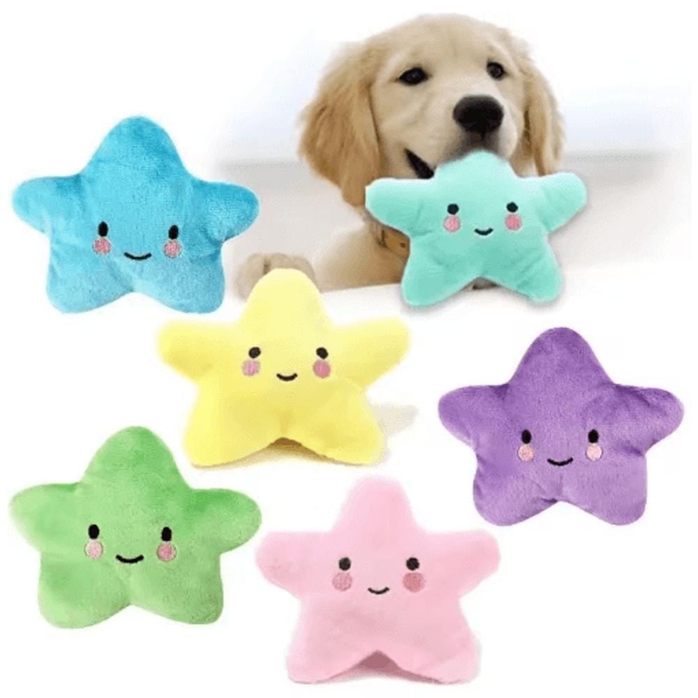 StarSqueak Plush Pet Toy Soft Pentagram Squeaky Toy For Dogs Cats 0