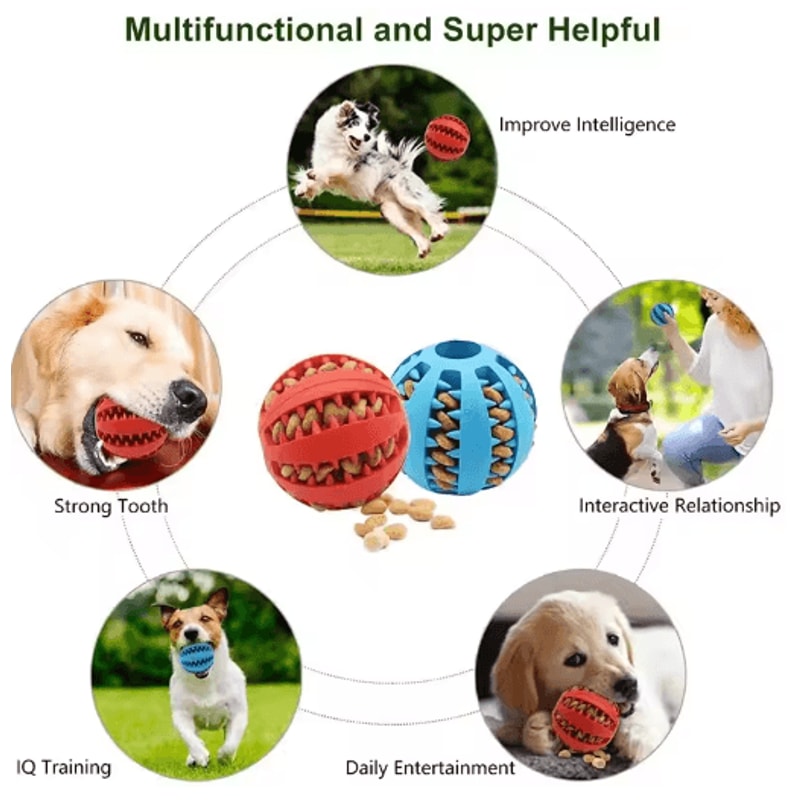 TreatBounce Interactive Dog Ball Bite Resistant Treat Dispensing Chew Toy For Dogs Cats 7