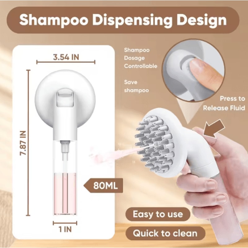 3in1 Silicone Dog Bath Brush Shampoo Dispenser For Gentle Pet Grooming 2