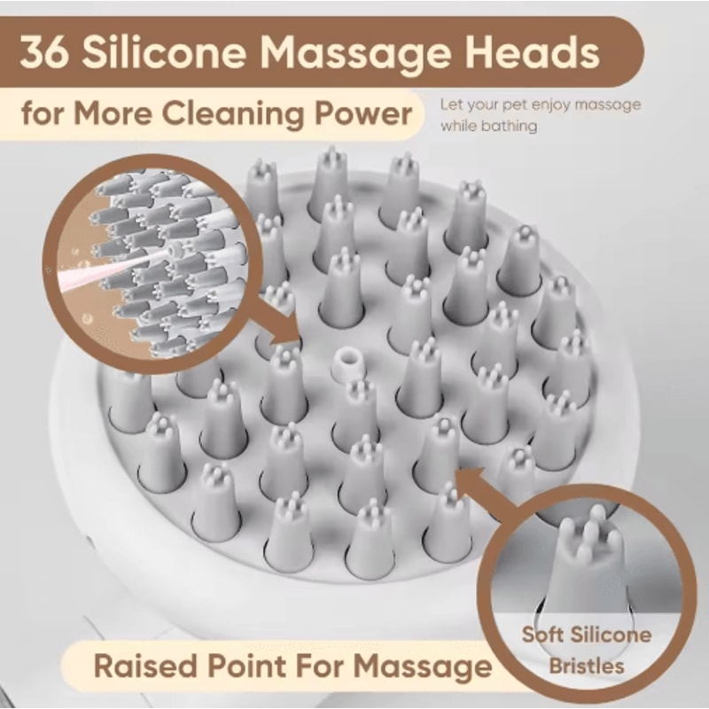 3in1 Silicone Dog Bath Brush Shampoo Dispenser For Gentle Pet Grooming 5