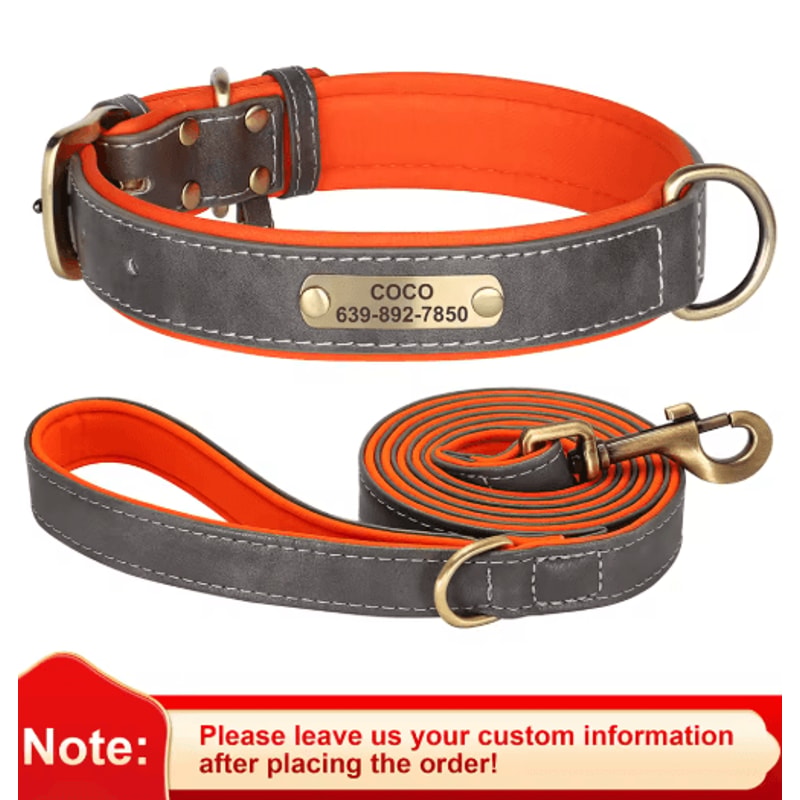 Personalized PU Leather Dog Collar With Free Engraved Nameplate For All Dog Sizes 1