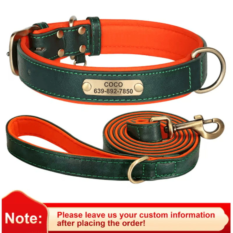 Personalized PU Leather Dog Collar With Free Engraved Nameplate For All Dog Sizes 11