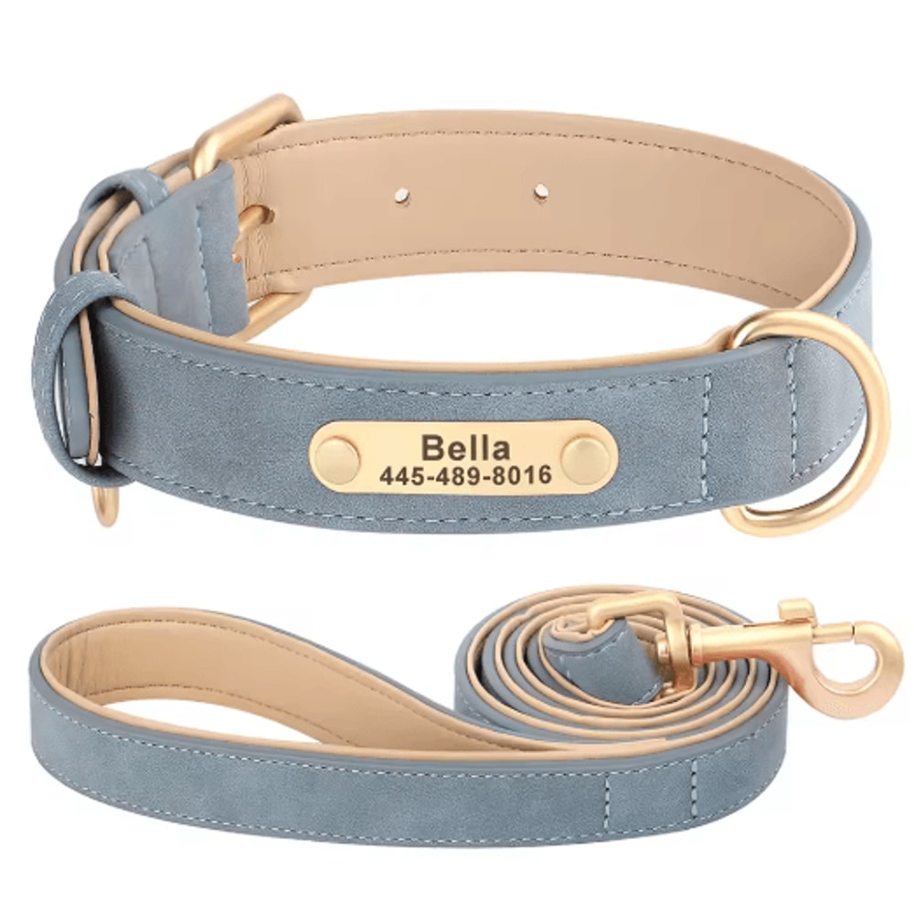 Personalized PU Leather Dog Collar With Free Engraved Nameplate For All Dog Sizes 12