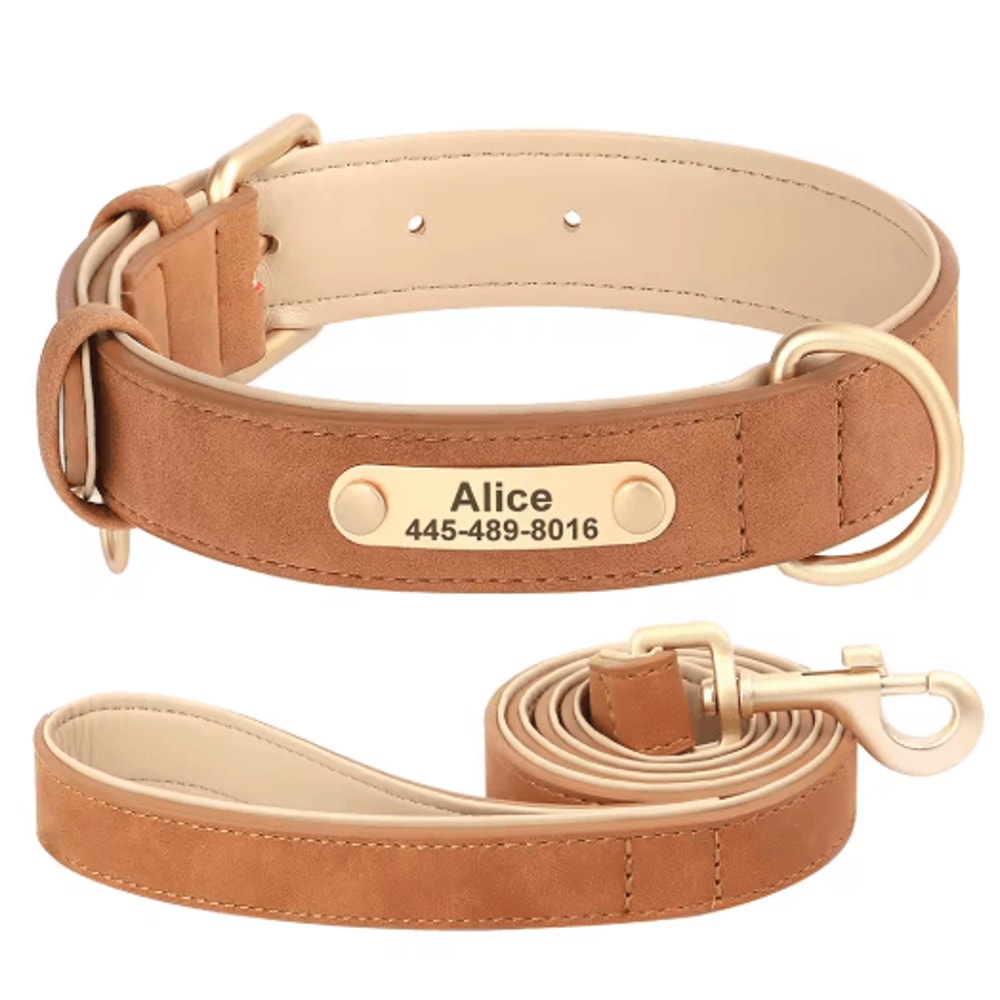 Personalized PU Leather Dog Collar With Free Engraved Nameplate For All Dog Sizes 13