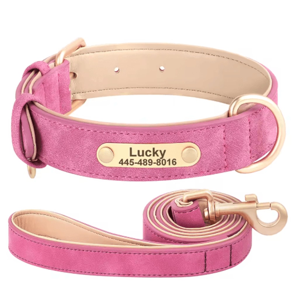 Personalized PU Leather Dog Collar With Free Engraved Nameplate For All Dog Sizes 15