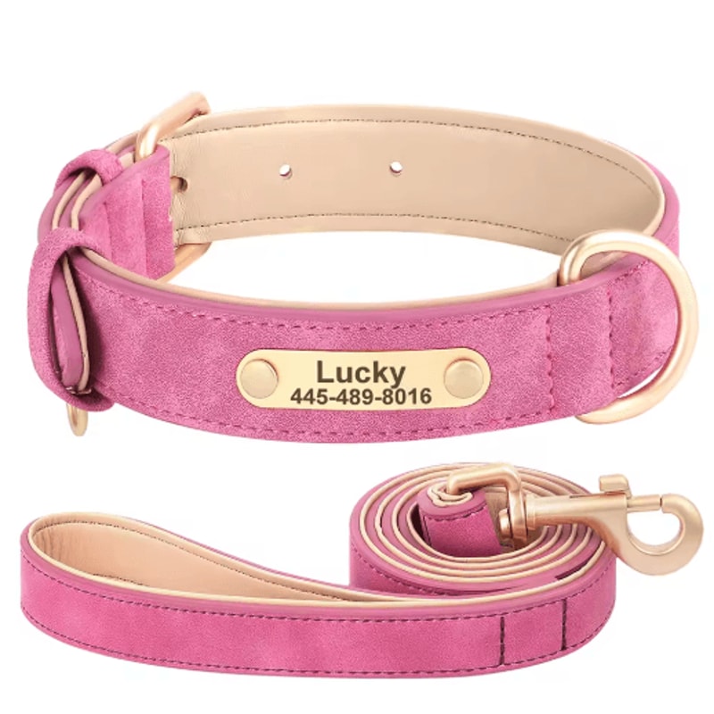Personalized PU Leather Dog Collar With Free Engraved Nameplate For All Dog Sizes 15