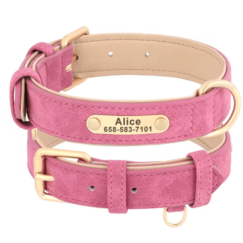 Personalized PU Leather Dog Collar With Free Engraved Nameplate For All Dog Sizes 2