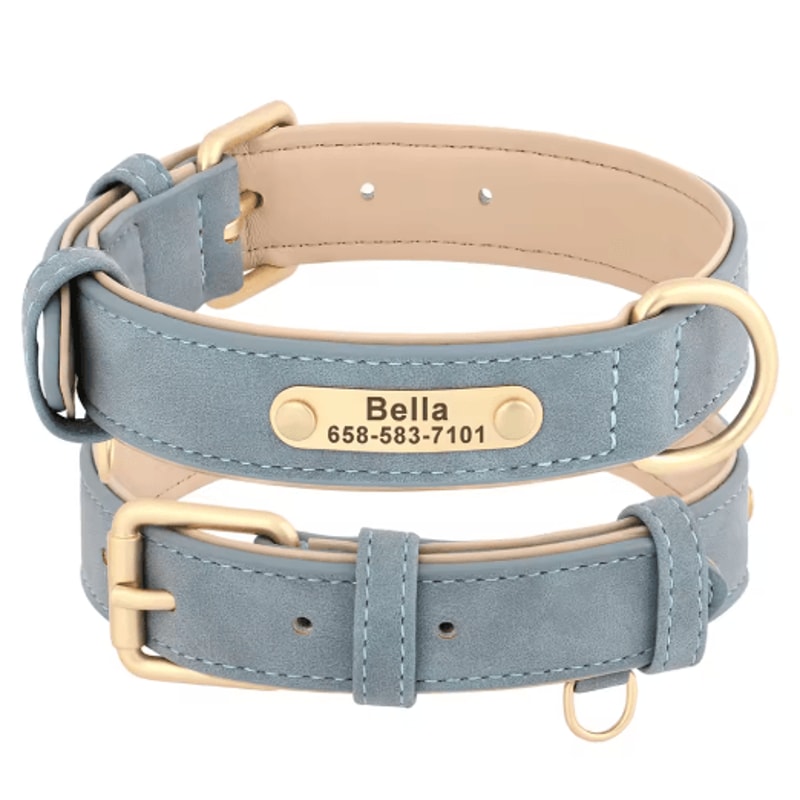 Personalized PU Leather Dog Collar With Free Engraved Nameplate For All Dog Sizes 3