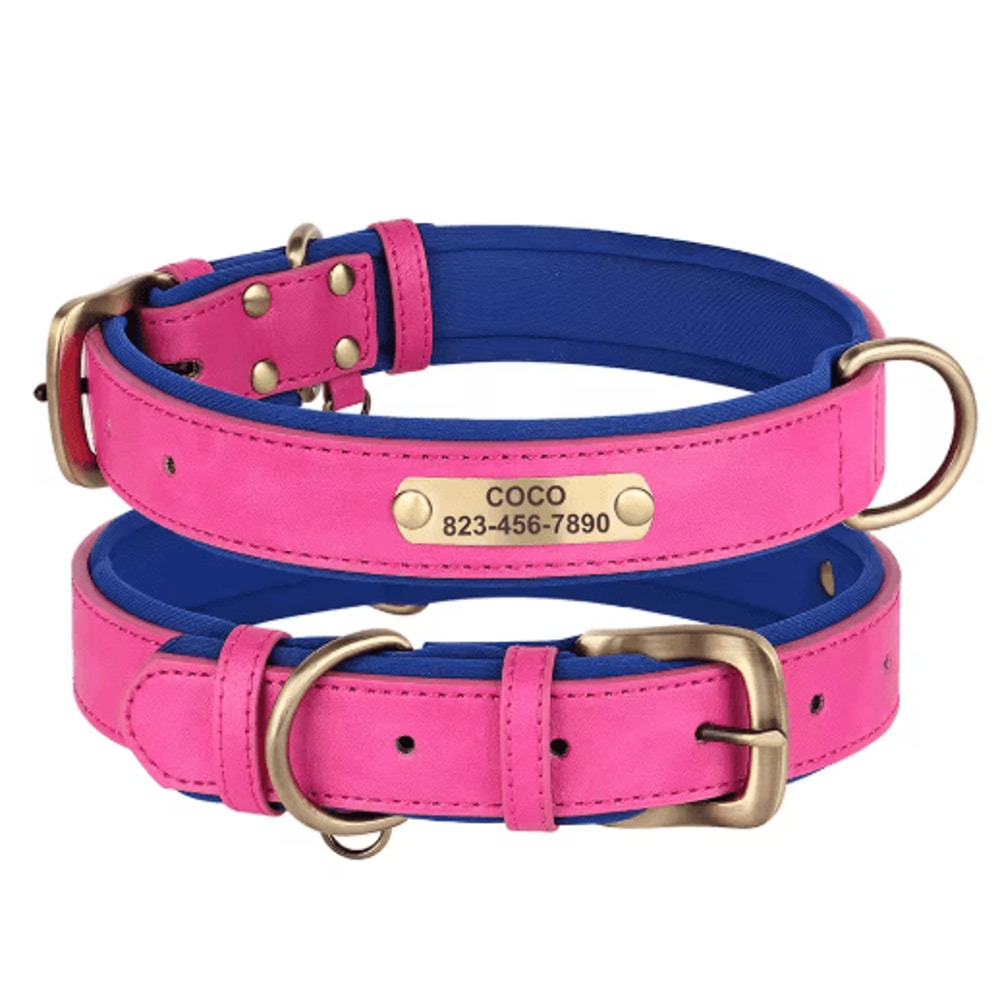 Personalized PU Leather Dog Collar With Free Engraved Nameplate For All Dog Sizes 5