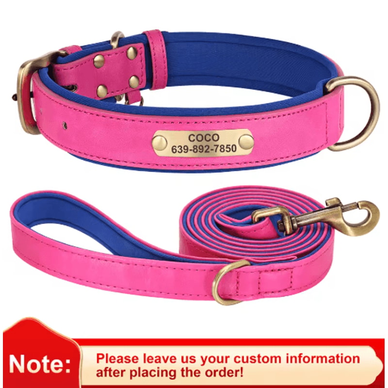 Personalized PU Leather Dog Collar With Free Engraved Nameplate For All Dog Sizes 7