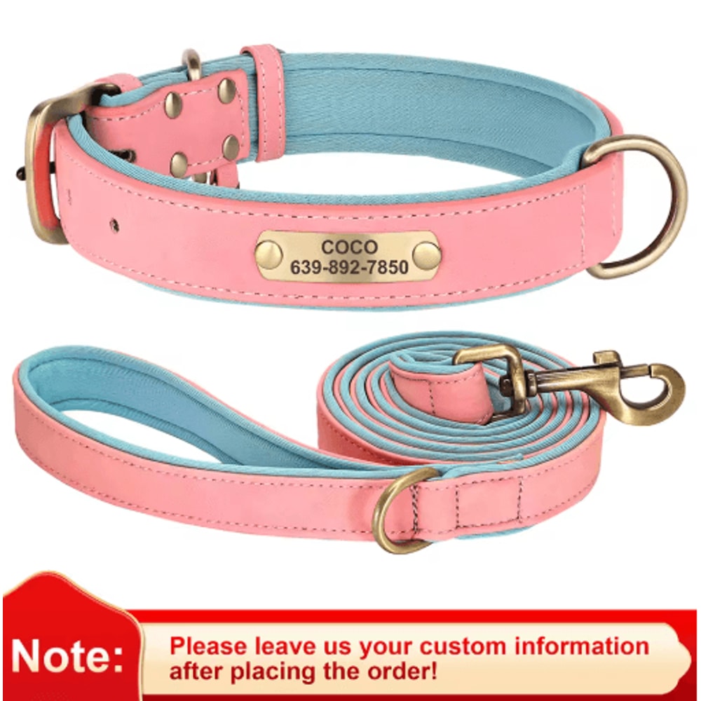 Personalized PU Leather Dog Collar With Free Engraved Nameplate For All Dog Sizes 8
