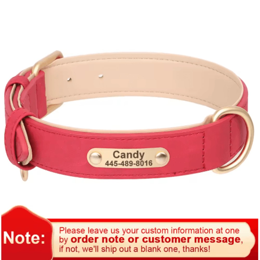 Personalized PU Leather Dog Collar With Free Engraved Nameplate For All Dog Sizes 17