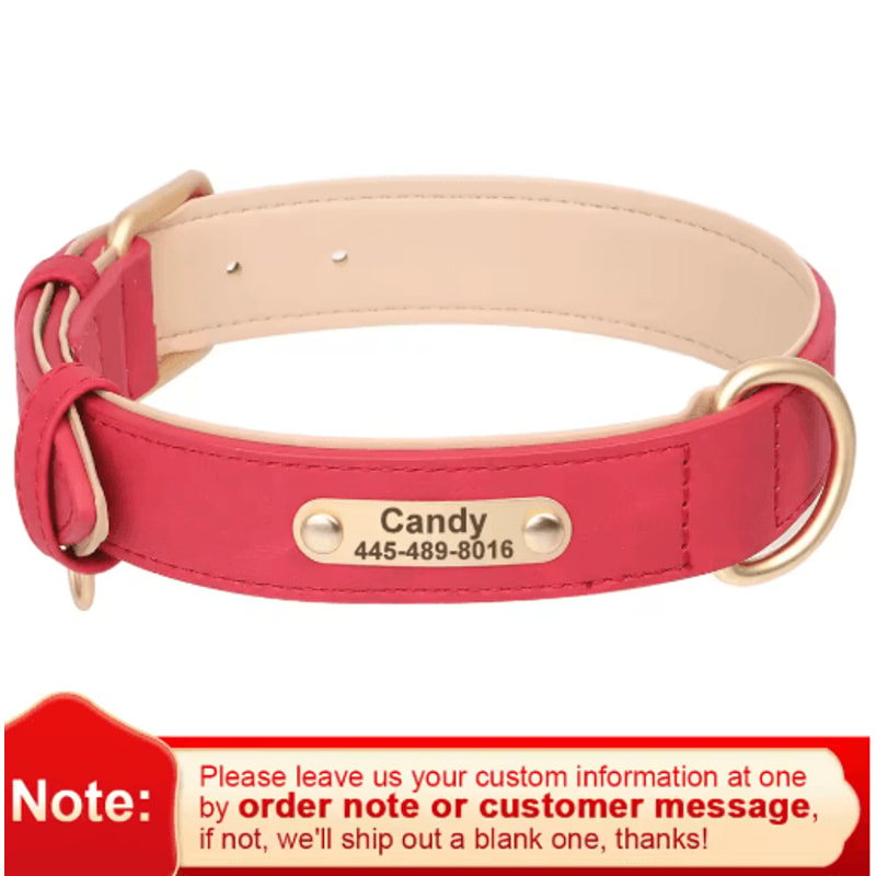 Personalized PU Leather Dog Collar With Free Engraved Nameplate For All Dog Sizes 17
