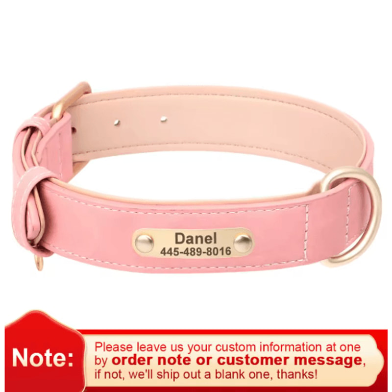 Personalized PU Leather Dog Collar With Free Engraved Nameplate For All Dog Sizes 18
