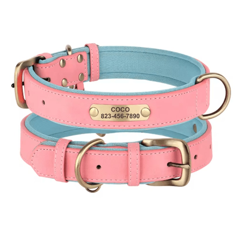 Personalized PU Leather Dog Collar With Free Engraved Nameplate For All Dog Sizes 19