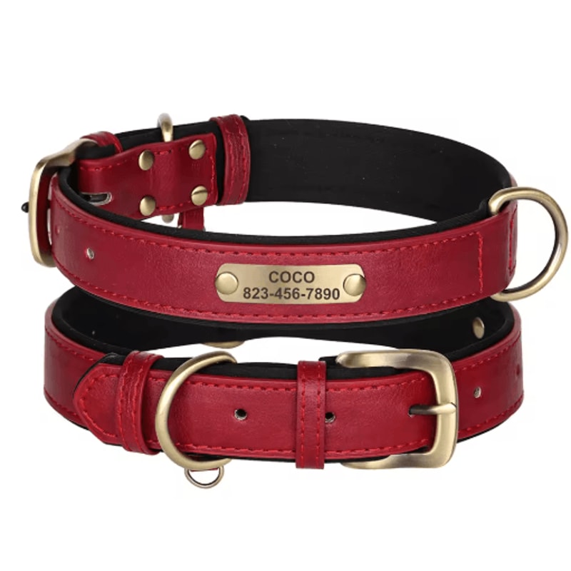 Personalized PU Leather Dog Collar With Free Engraved Nameplate For All Dog Sizes 20