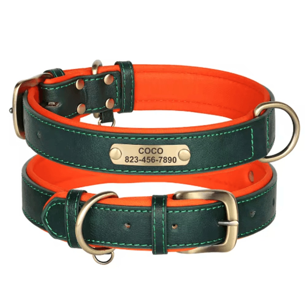 Personalized PU Leather Dog Collar With Free Engraved Nameplate For All Dog Sizes 21