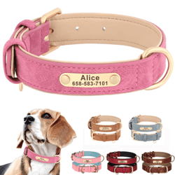 personalized pu leather dog collar with free engraved nameplate for all dog sizes
