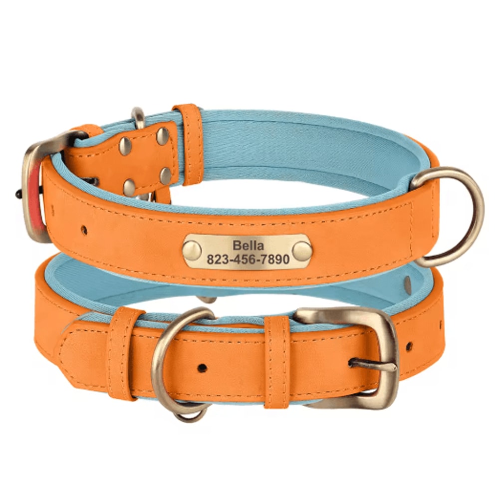 Personalized PU Leather Dog Collar With Free Engraved Nameplate For All Dog Sizes 22