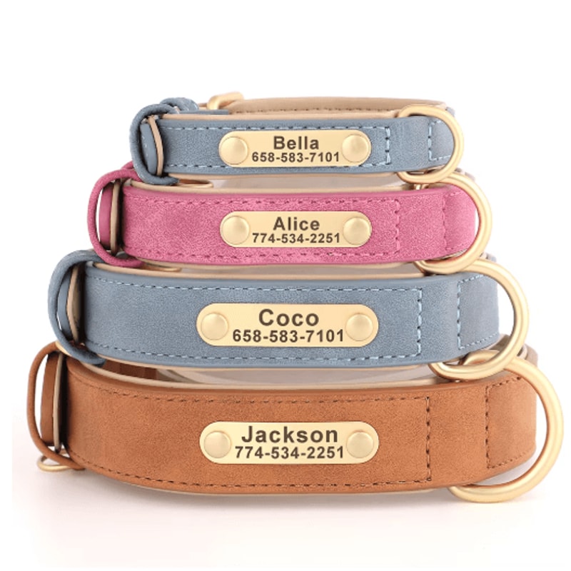 Personalized PU Leather Dog Collar With Free Engraved Nameplate For All Dog Sizes 28