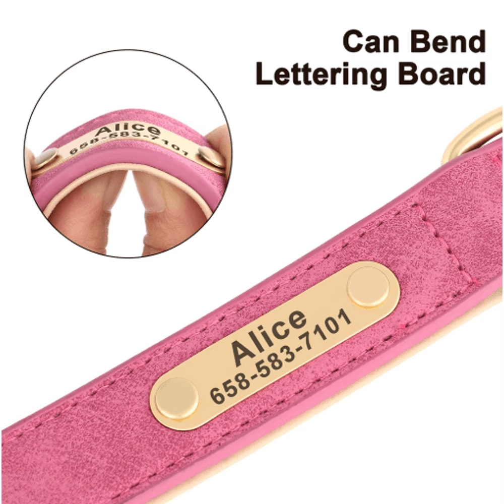 Personalized PU Leather Dog Collar With Free Engraved Nameplate For All Dog Sizes 29
