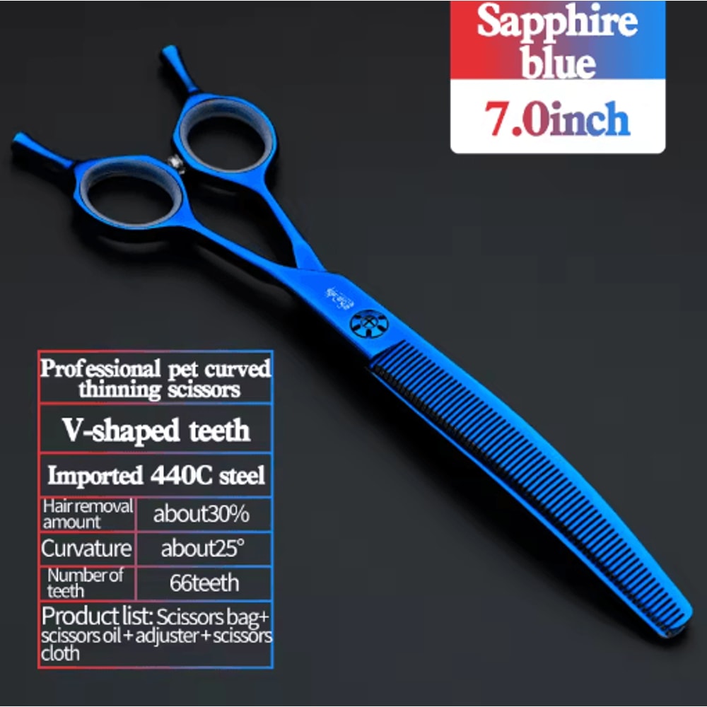 Professional 7 Inch JP440C Pet Grooming Scissors Set With Curved Fishbone Teeth Blades 5
