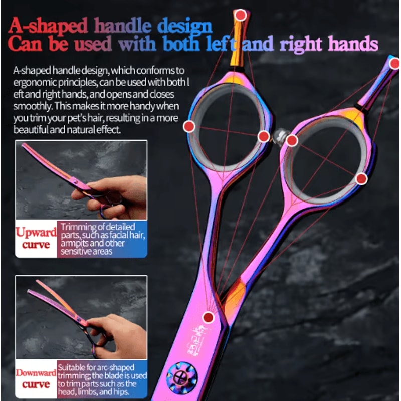 Professional 7 Inch JP440C Pet Grooming Scissors Set With Curved Fishbone Teeth Blades 14