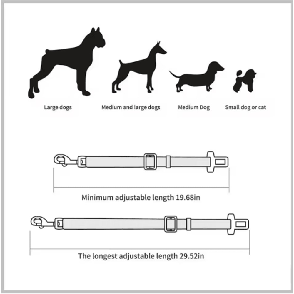 Adjustable Dog Car Seat Belt Safety Leash For Secure Pet Travel 13
