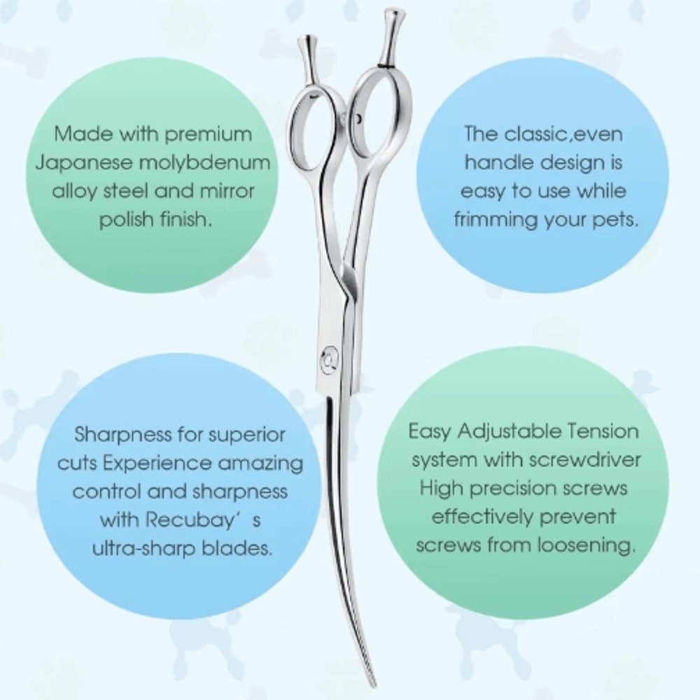 75Inch Professional Curved Dog Grooming Scissors For Precision Pet Trimming 4