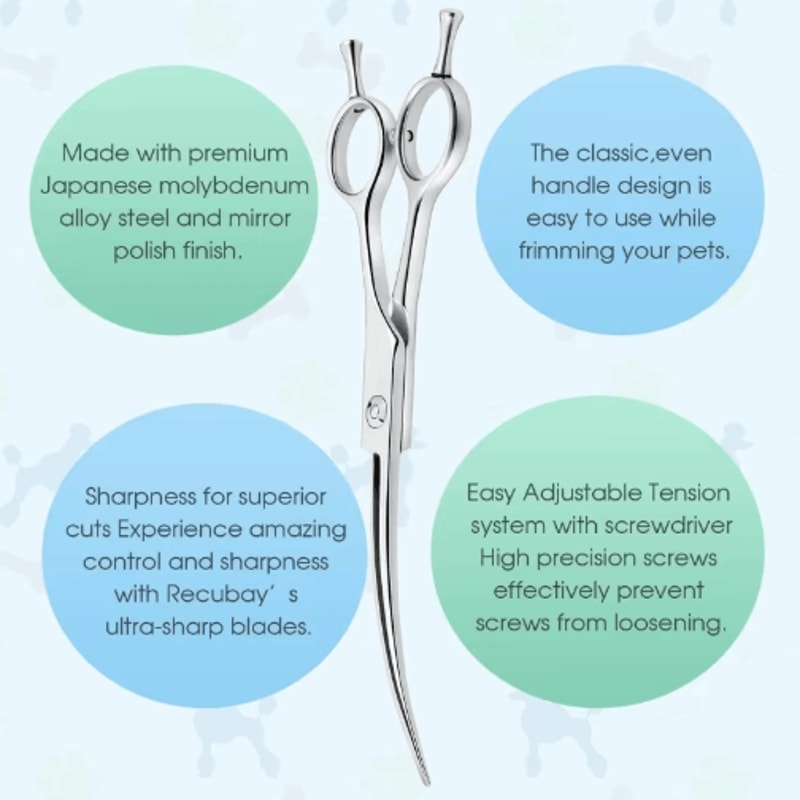 75Inch Professional Curved Dog Grooming Scissors For Precision Pet Trimming 4