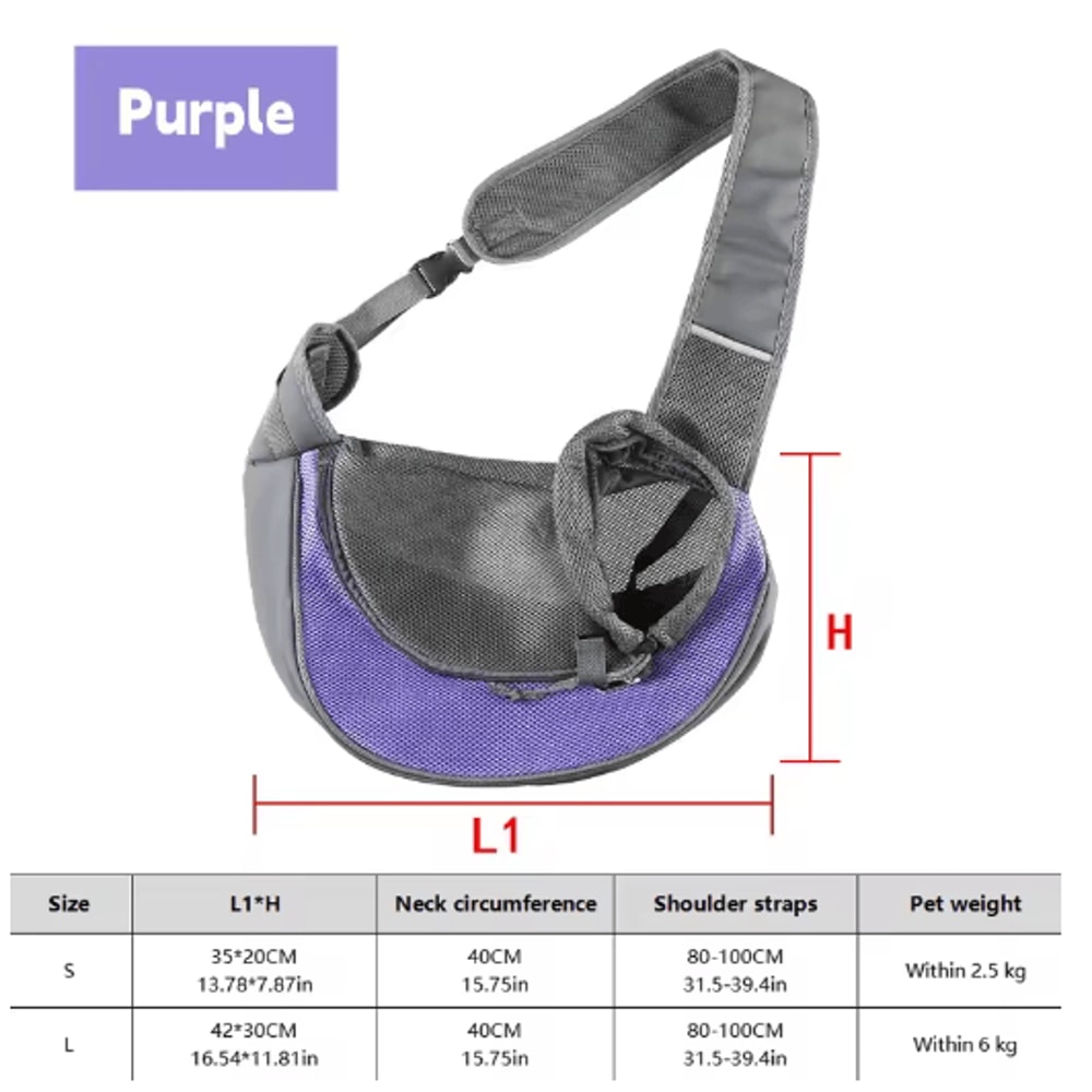 Breathable Dog Sling Carrier Backpack For Puppies Cats Travel Crossbody Pet Bag 2