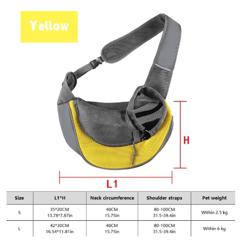 Breathable Dog Sling Carrier Backpack For Puppies Cats Travel Crossbody Pet Bag 6