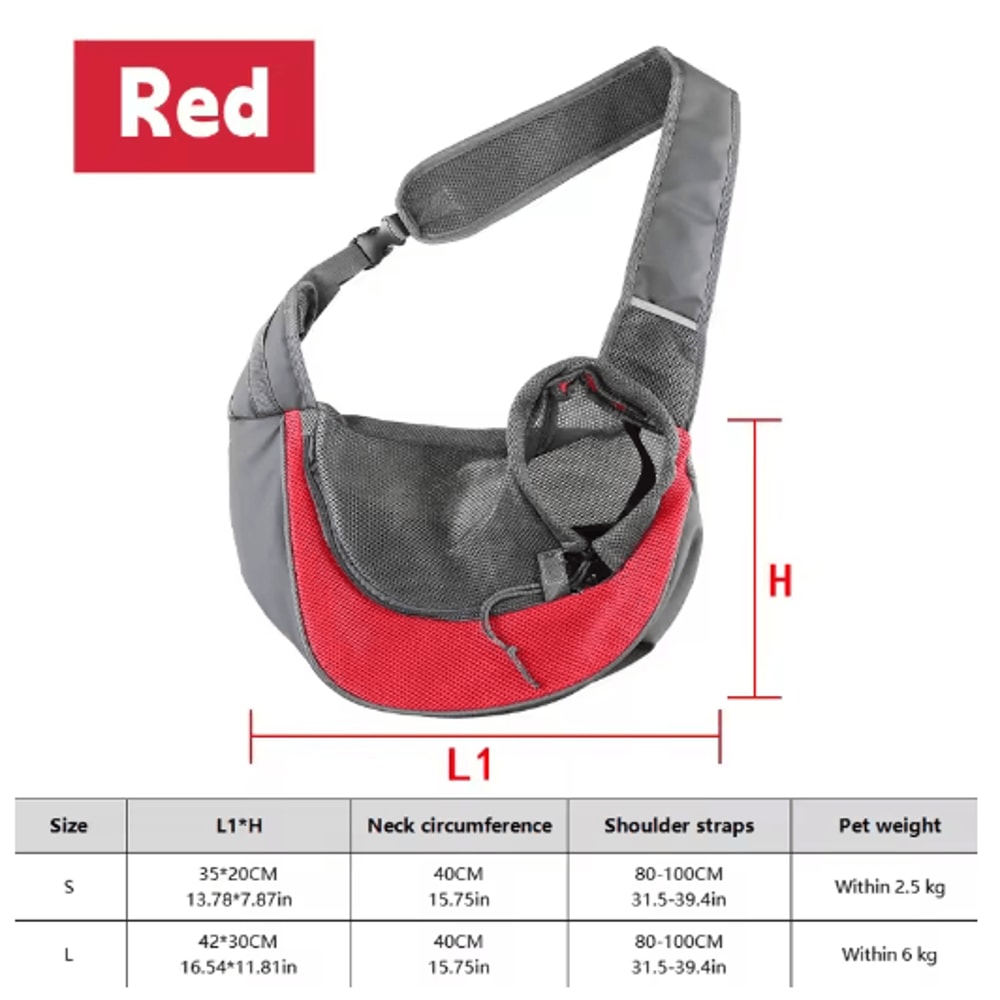 Breathable Dog Sling Carrier Backpack For Puppies Cats Travel Crossbody Pet Bag 7