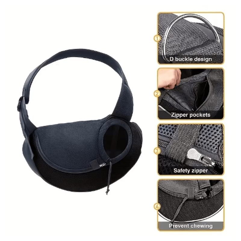 Breathable Dog Sling Carrier Backpack For Puppies Cats Travel Crossbody Pet Bag 14