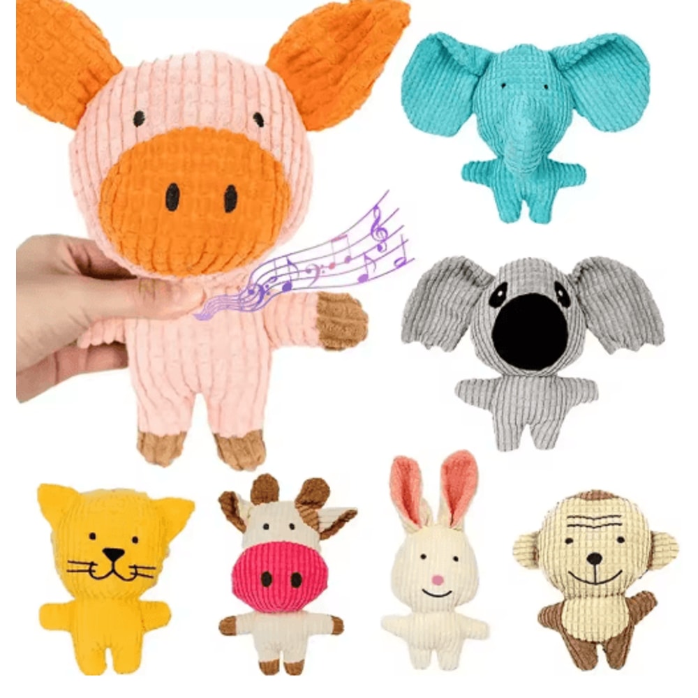 Corduroy Plush Dog Squeaky Toy For Small Medium Dogs Bite Resistant Chew Teeth Cleaning Toy 0