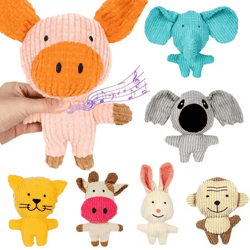 corduroy plush dog squeaky toy for small & medium dogs – bite resistant chew & teeth cleaning toy