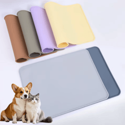 waterproof silicone pet feeding mat for cats & dogs – non-slip food bowl placemat with raised edge