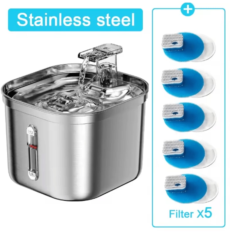 Automatic Stainless Steel Pet Water Fountain With Sensor Ultra Quiet Pump 3