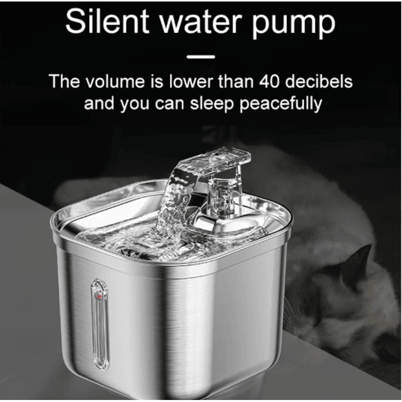 Automatic Stainless Steel Pet Water Fountain With Sensor Ultra Quiet Pump 5