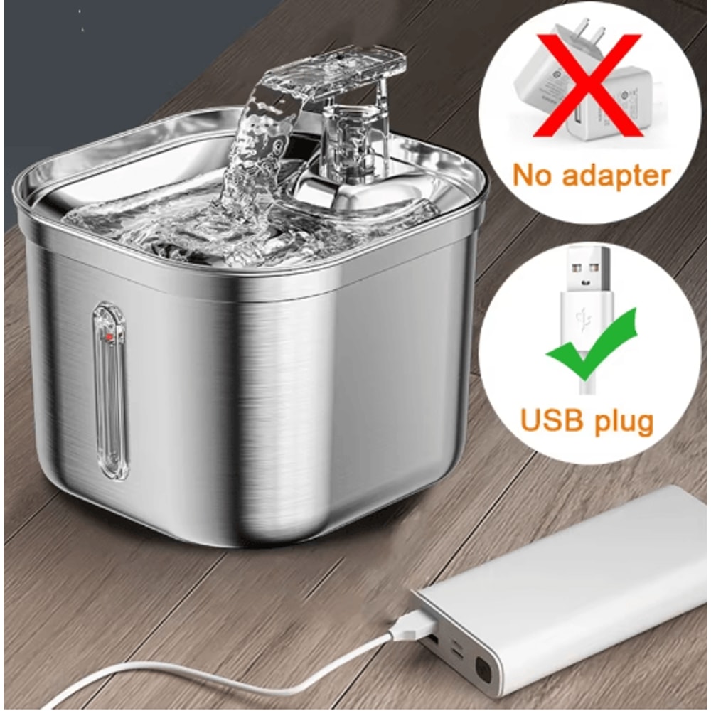 Automatic Stainless Steel Pet Water Fountain With Sensor Ultra Quiet Pump 6