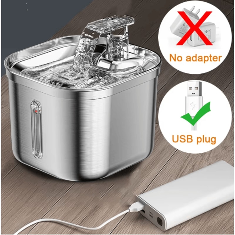 Automatic Stainless Steel Pet Water Fountain With Sensor Ultra Quiet Pump 6