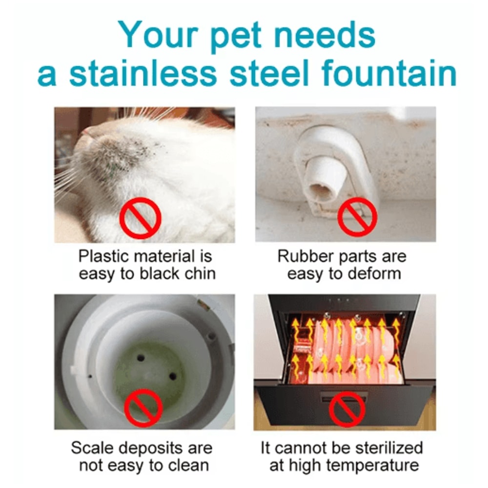 Automatic Stainless Steel Pet Water Fountain With Sensor Ultra Quiet Pump 7