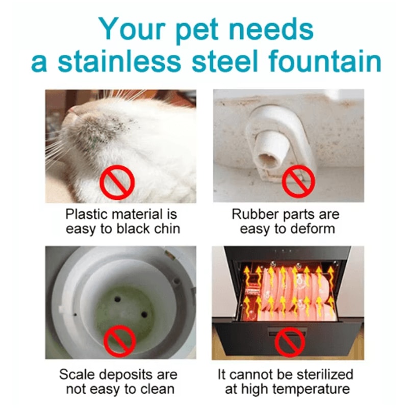Automatic Stainless Steel Pet Water Fountain With Sensor Ultra Quiet Pump 7